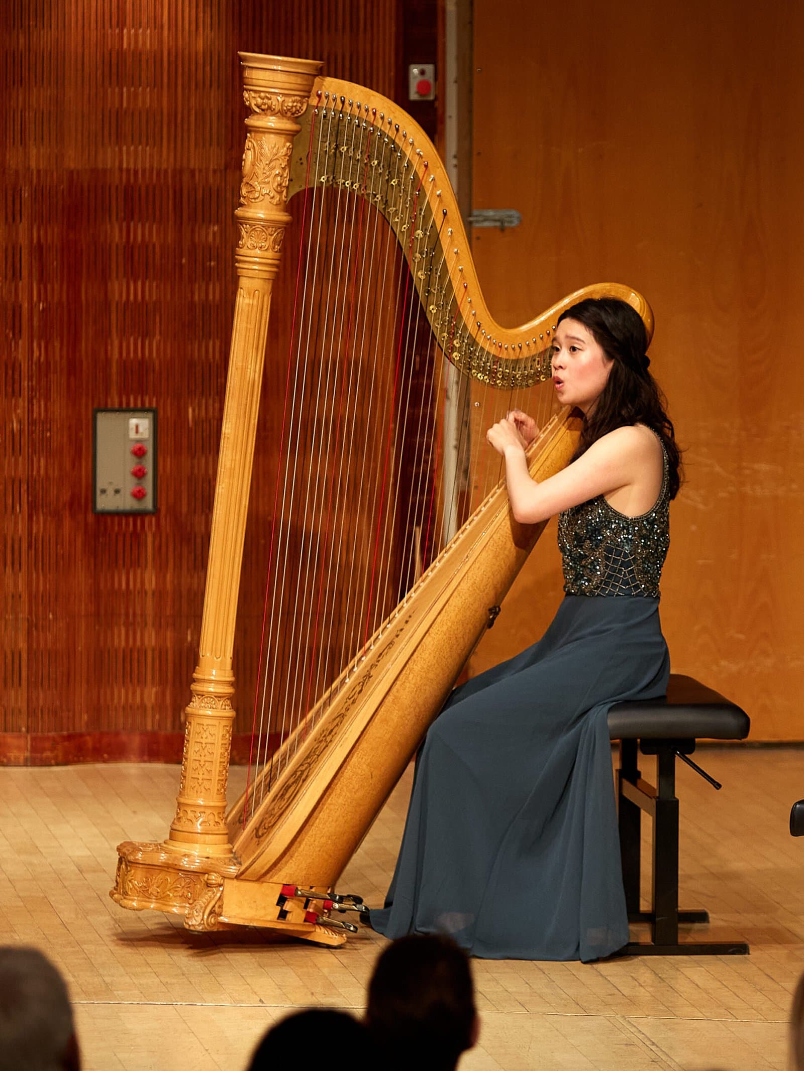 Nicole Chan at the harp